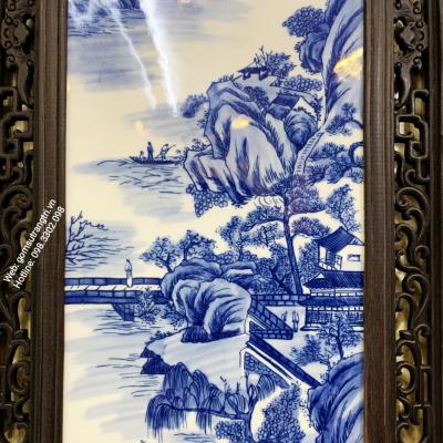 Tranh Sứ Sơn Thủy men chàm